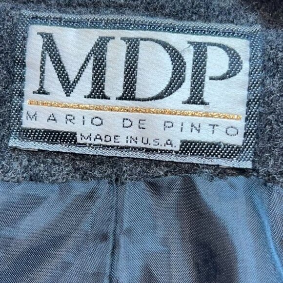 MDP Mario De Pinto Women's Wool Pea Coat Double Breasted Jacket Gray Long Sleeve - Picture 3 of 10